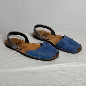PONS MENORCA Azul Blue & Silver Sandals – Spanish Summer Luxury (Size 10)